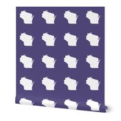 Wisconsin silhouette - 6" white on purple