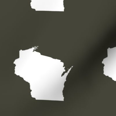 Wisconsin silhouette - 6" white on khaki