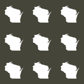 Wisconsin silhouette - 6" white on khaki