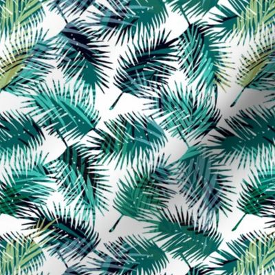 Palm Tree Tropical Summer Black and White Green Geometric Pattern