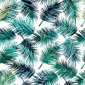Palm Tree Tropical Summer Black and White Green Geometric Pattern
