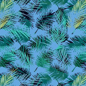 Plam Tree Tropical Summer Blue and Green Geometric Pattern
