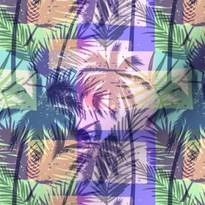 Palm Tree Tropical Summer Pink Blue Geometric Pattern