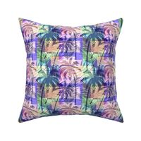 Palm Tree Tropical Summer Pink Blue Geometric Pattern