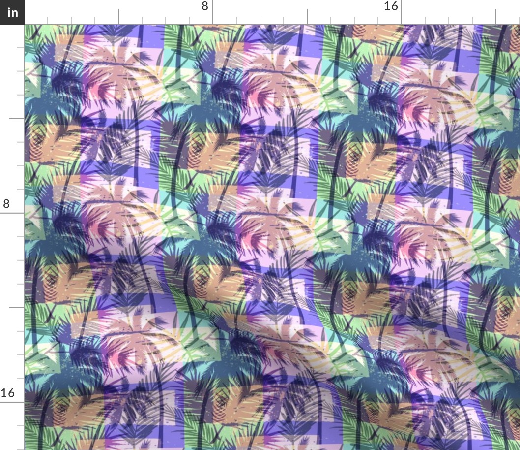 Palm Tree Tropical Summer Pink Blue Geometric Pattern