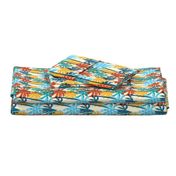 Plam Tree Tropical Summer Orange Blue Cream Geometric Pattern