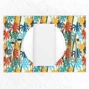 Plam Tree Tropical Summer Orange Blue Cream Geometric Pattern