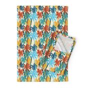 Plam Tree Tropical Summer Orange Blue Cream Geometric Pattern