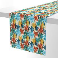 Plam Tree Tropical Summer Orange Blue Cream Geometric Pattern