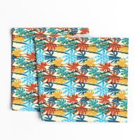 Plam Tree Tropical Summer Orange Blue Cream Geometric Pattern