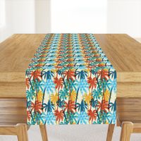 Plam Tree Tropical Summer Orange Blue Cream Geometric Pattern