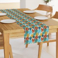 Plam Tree Tropical Summer Orange Blue Cream Geometric Pattern