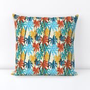 Plam Tree Tropical Summer Orange Blue Cream Geometric Pattern