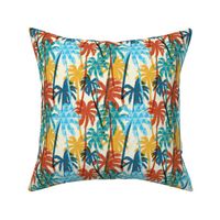 Plam Tree Tropical Summer Orange Blue Cream Geometric Pattern