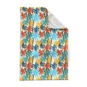 Plam Tree Tropical Summer Orange Blue Cream Geometric Pattern