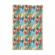 Plam Tree Tropical Summer Orange Blue Cream Geometric Pattern