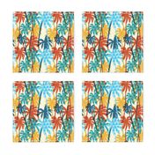 Plam Tree Tropical Summer Orange Blue Cream Geometric Pattern