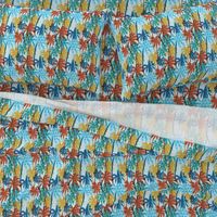 Palm Tree Tropical Summer Blue Retro Geometric Pattern