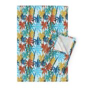 Palm Tree Tropical Summer Blue Retro Geometric Pattern