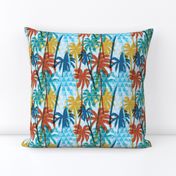 Palm Tree Tropical Summer Blue Retro Geometric Pattern