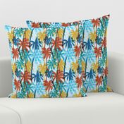 Palm Tree Tropical Summer Blue Retro Geometric Pattern