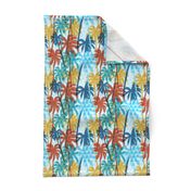 Palm Tree Tropical Summer Blue Retro Geometric Pattern