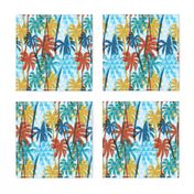 Palm Tree Tropical Summer Blue Retro Geometric Pattern