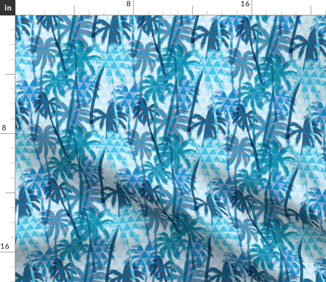 Plam Tree Tropical Summer Blue Geometric Pattern