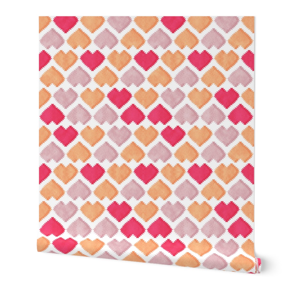 Small scale // "Kilim" my heart // red orange & pink hearts