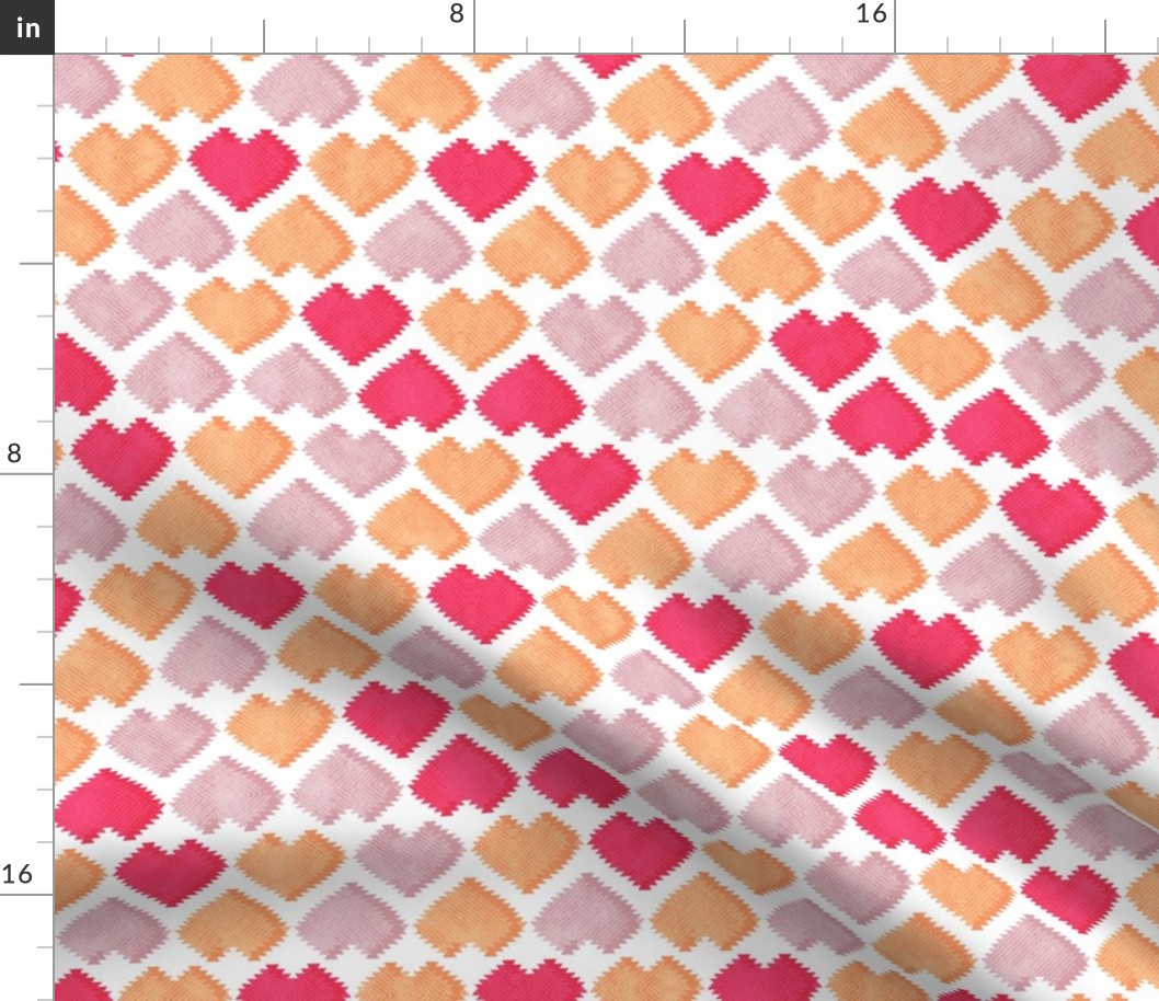 Small scale // "Kilim" my heart // red orange & pink hearts