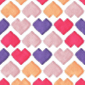 Small scale // "Kilim" my heart // ultra violet red & orange hearts