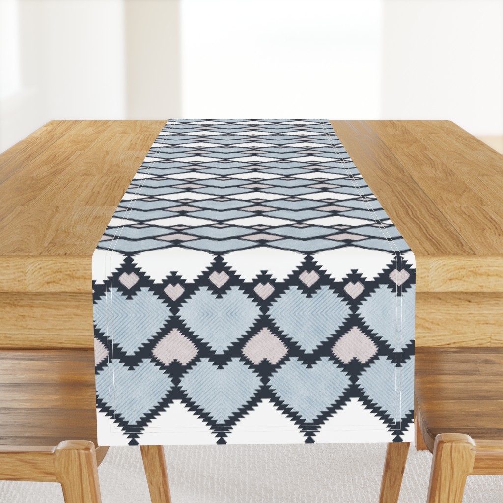 Normal scale // "Kilim" me gentle // pastel blue white & beige hearts