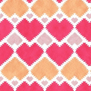 Small scale // "Kilim" me gentle // red orange & pink hearts
