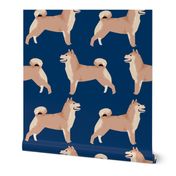 shiba inu dog cute dogs navy blue dog fabric pet dog shiba inu Japanese dog fabric doge - navy (smaller)