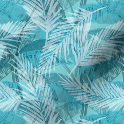 Palm Tree Tropical Summer Teal Geometric Pattern