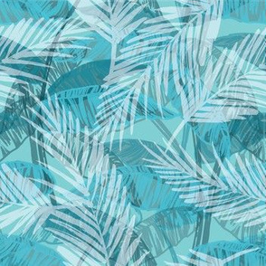 Palm Tree Tropical Summer Teal Geometric Pattern