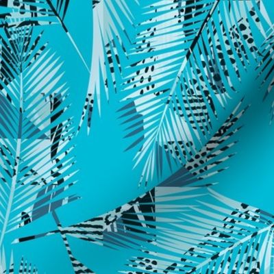 Plam Tree Tropical Summer Teal Geometric Pattern