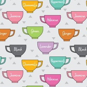 teacups with words