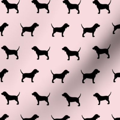 Beagles Pink with Black Dog Silhouette