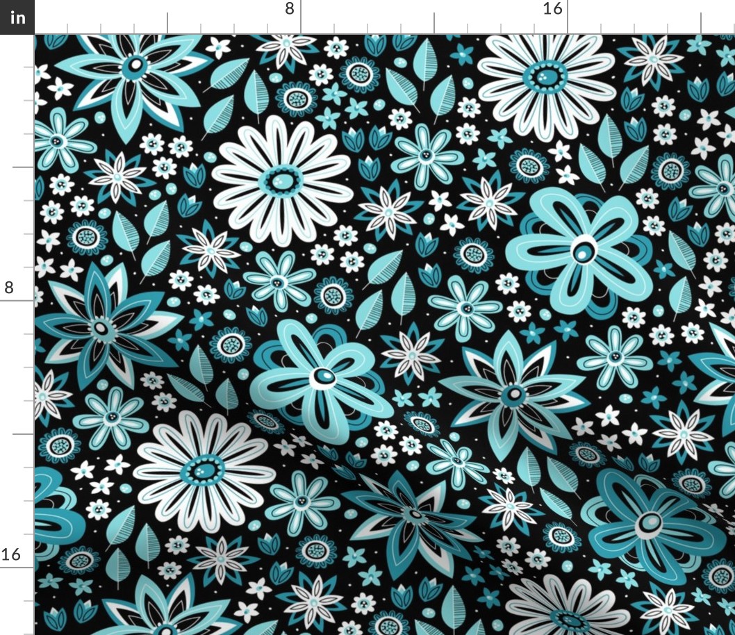 Bohemian Fields (Black and Teal)