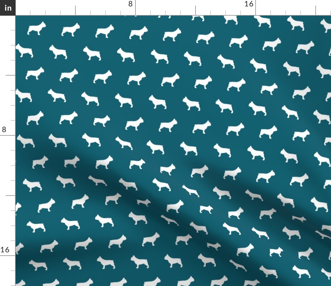 French Bulldog Silhouettes on Teal