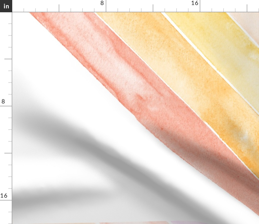 watercolor rainbow in peach (90)- wholecloth 1 yard cut (42")