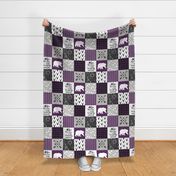 love you to the mountains - whole cloth cheater quilt - plum