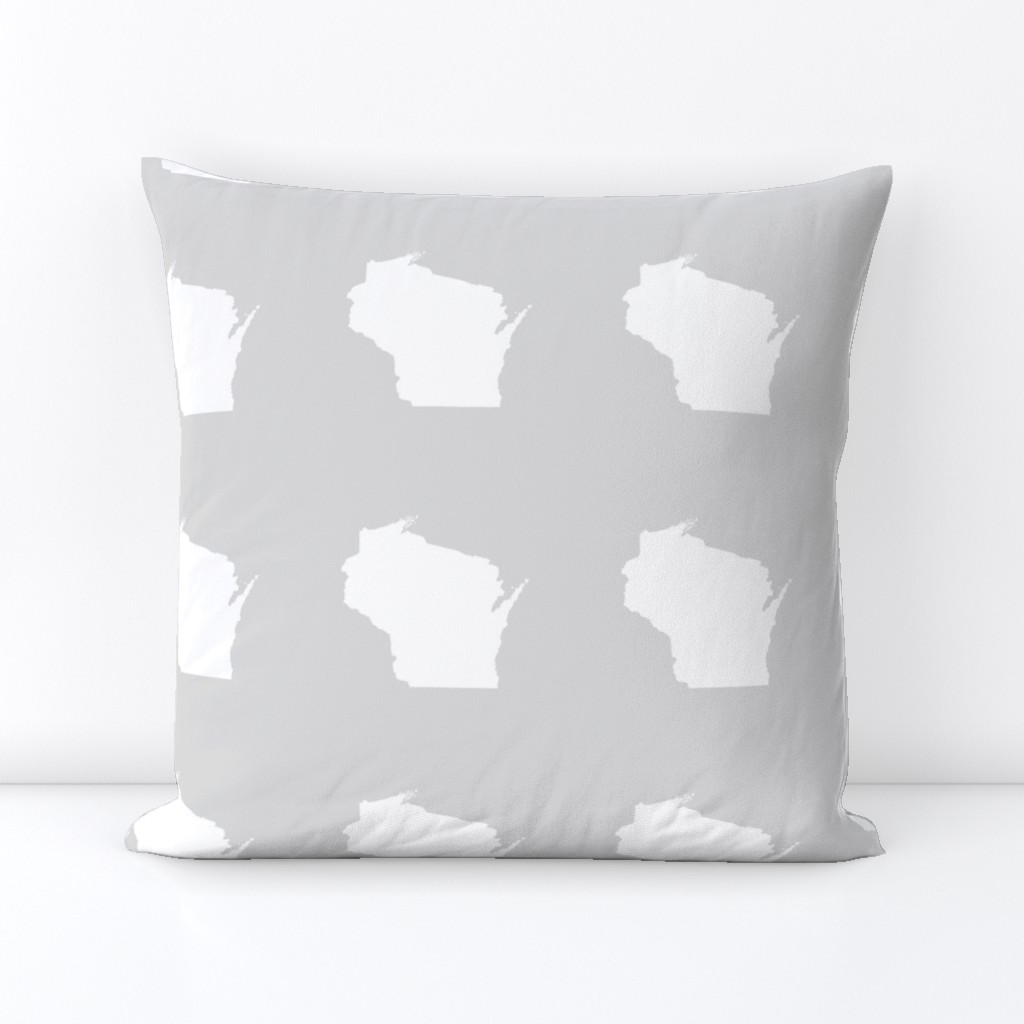 Wisconsin silhouette - 6" white on pale grey