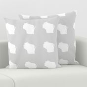 Wisconsin silhouette - 6" white on pale grey