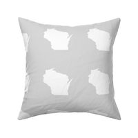 Wisconsin silhouette - 6" white on pale grey