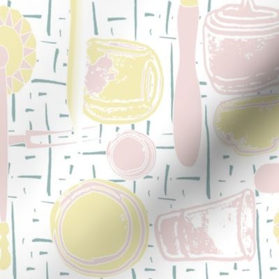 Kitchen Gadgets for Cooking butter yellow , piglet pink on  white