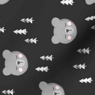 baby bears with trees - dark grey (90)