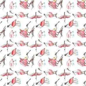 Roseate spoonbills on white 6x6 tea towel