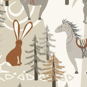 Horse & Hare Repeat - Neutral 